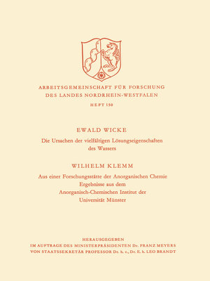 cover image of Die Ursachen der vielfältigen Lösungseigenschaften des Wassers. Aus einer Forschungsstätte der Anorganischen Chemie
